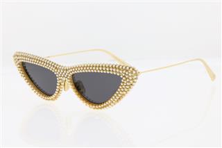 Dior MissDior B1U Gold-Finish Metal Butterfly Sunglasses With White Metal Pearls